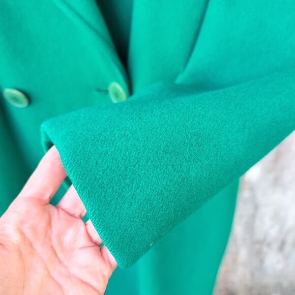 Vintage La Vogue Made In USA 100% Pure Wool Pea Coat Emeral Green Women's Large - Picture 2 of 10